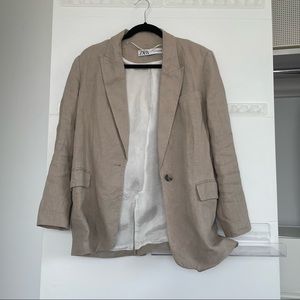 Zara Oversized Linen Blend Blazer